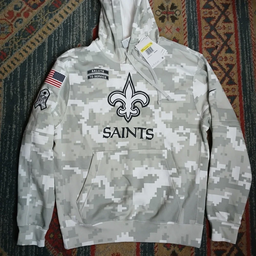 NWT Nike‎ New Orleans Saints 2024 Salute to Service Hoodie Small Camo *READ*